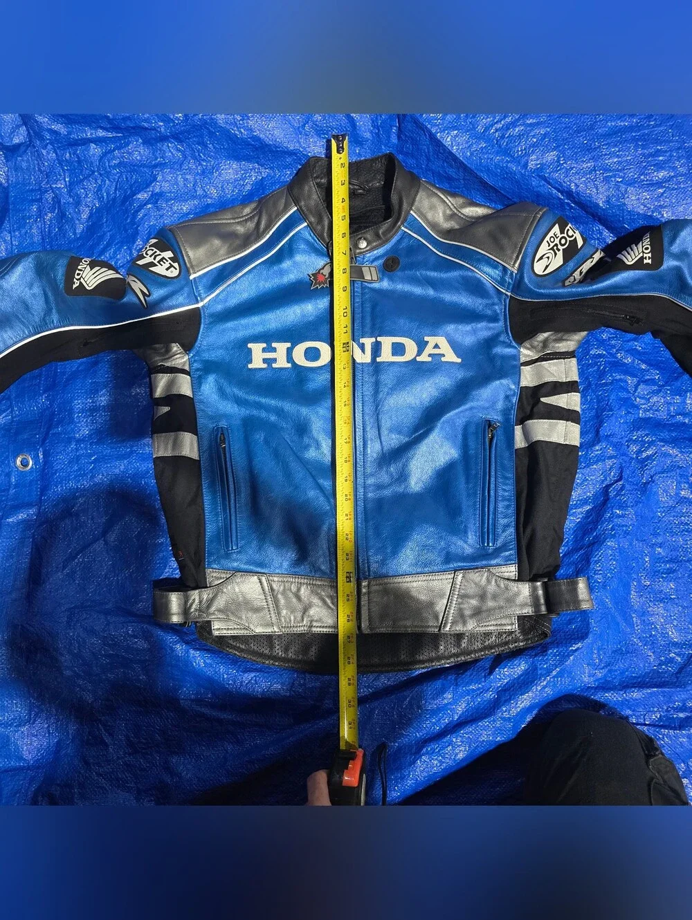 Blue Genuine Joe Rocket Leather Honda Motorcycle Riding jacket Size 42